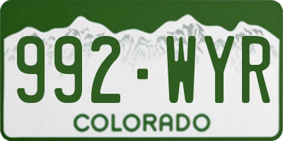 CO license plate 992WYR