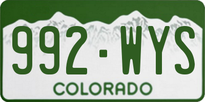 CO license plate 992WYS