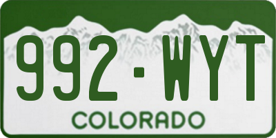 CO license plate 992WYT