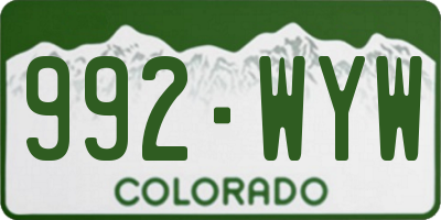 CO license plate 992WYW