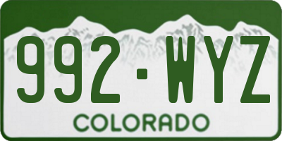 CO license plate 992WYZ