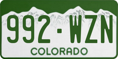 CO license plate 992WZN