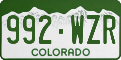 CO license plate 992WZR