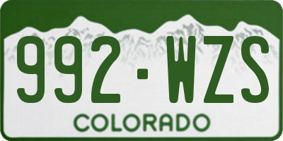 CO license plate 992WZS