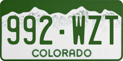 CO license plate 992WZT