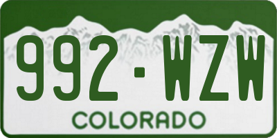 CO license plate 992WZW