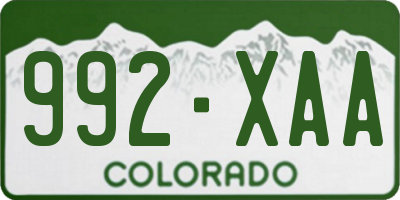 CO license plate 992XAA