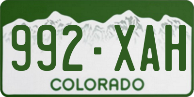 CO license plate 992XAH