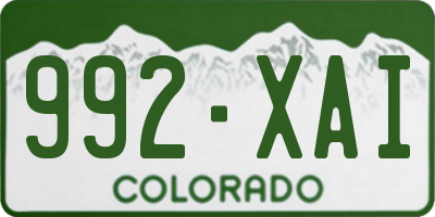 CO license plate 992XAI