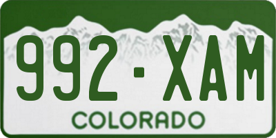 CO license plate 992XAM