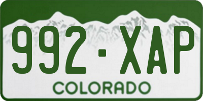CO license plate 992XAP