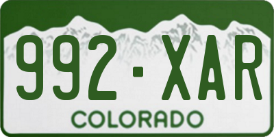CO license plate 992XAR