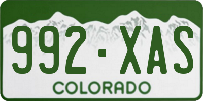 CO license plate 992XAS