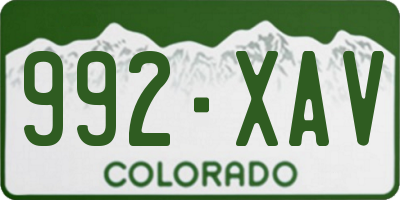 CO license plate 992XAV