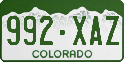 CO license plate 992XAZ