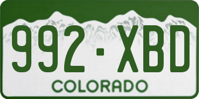 CO license plate 992XBD