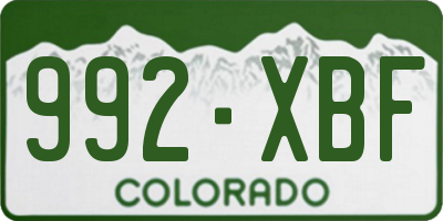 CO license plate 992XBF