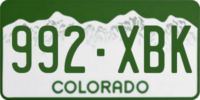 CO license plate 992XBK