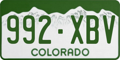 CO license plate 992XBV
