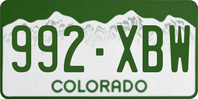 CO license plate 992XBW