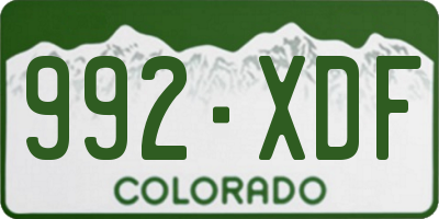 CO license plate 992XDF