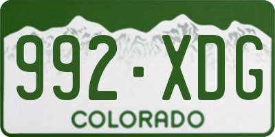 CO license plate 992XDG