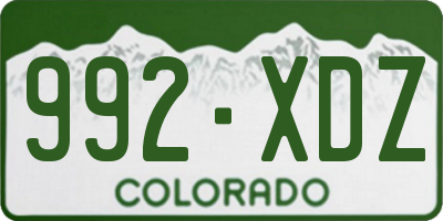 CO license plate 992XDZ