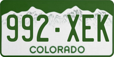 CO license plate 992XEK