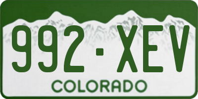 CO license plate 992XEV