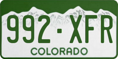 CO license plate 992XFR