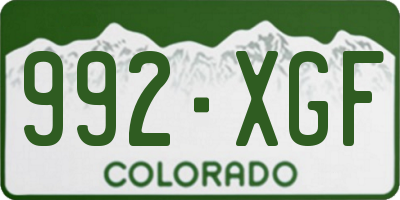 CO license plate 992XGF