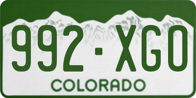 CO license plate 992XGO