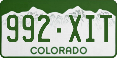 CO license plate 992XIT