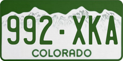 CO license plate 992XKA