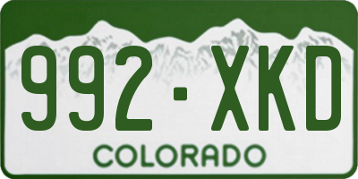 CO license plate 992XKD