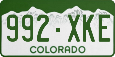 CO license plate 992XKE