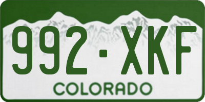 CO license plate 992XKF