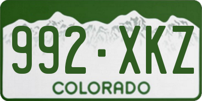 CO license plate 992XKZ