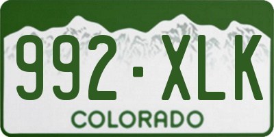 CO license plate 992XLK