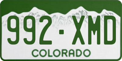 CO license plate 992XMD