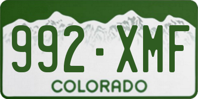 CO license plate 992XMF
