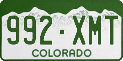 CO license plate 992XMT