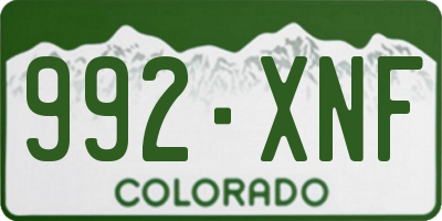 CO license plate 992XNF