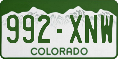 CO license plate 992XNW