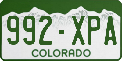 CO license plate 992XPA
