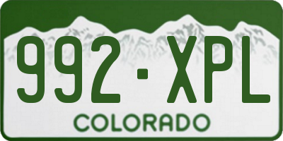 CO license plate 992XPL