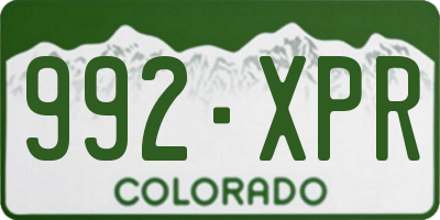 CO license plate 992XPR