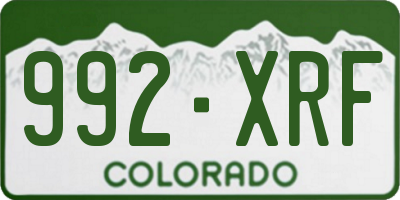 CO license plate 992XRF