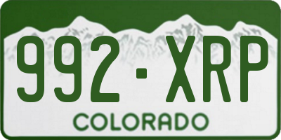 CO license plate 992XRP