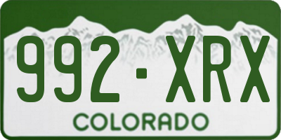 CO license plate 992XRX